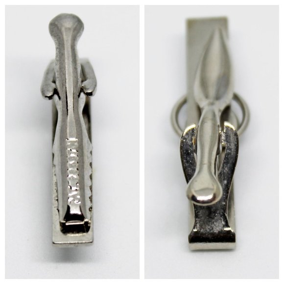 Vintage Silver & Black Marquis Cabachon Rectangle Tie Clip | Father's Day Gift - Picture 6 of 9